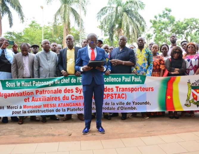 Les transporteurs remercient le maire de la ville pour la construction de la plateforme multimodale d’Olembe